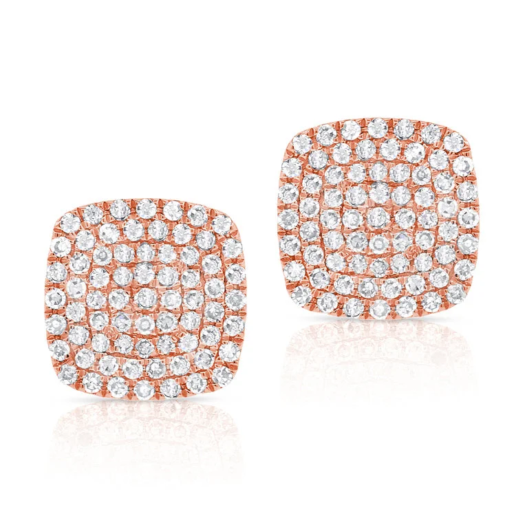 women's earrings with cubic zirconia studs -14K Rose Gold Diamond Cushion Stud Earrings