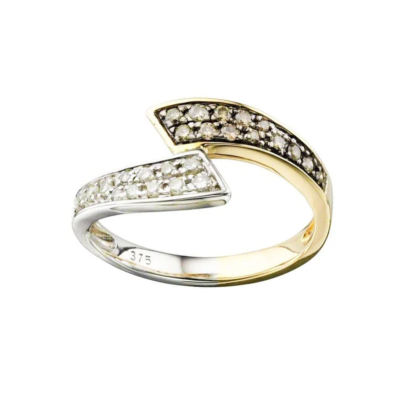 women's engagement rings with geometric design -Diamond Torque Ring in Yellow and White Gold