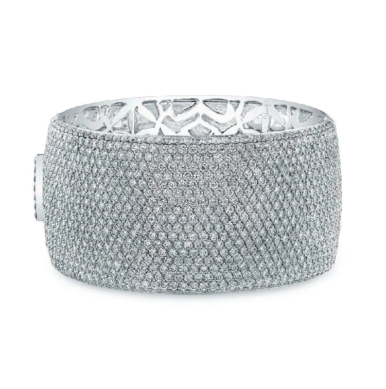 women's bracelets with elegant curves -Uneek 19-Row Wide Pave Diamond Cuff Bracelet