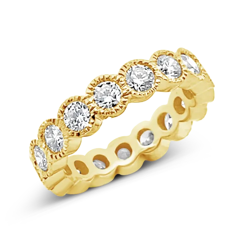 women's engagement rings with minimalist design -Yellow Gold & Diamond Eternity Band