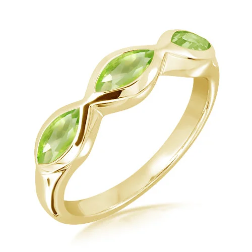 women's rings with three-stone design -Unique & Co Gold Vermeil Peridot Ring