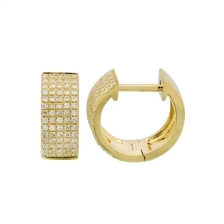 women's earrings silver -14k Yellow Gold Diamond Huggie Earrings