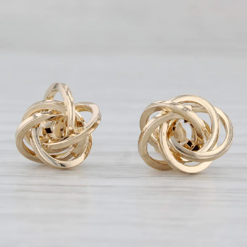 women's earrings with diamond accents -Love Knot Stud Earrings 14k Yellow Gold