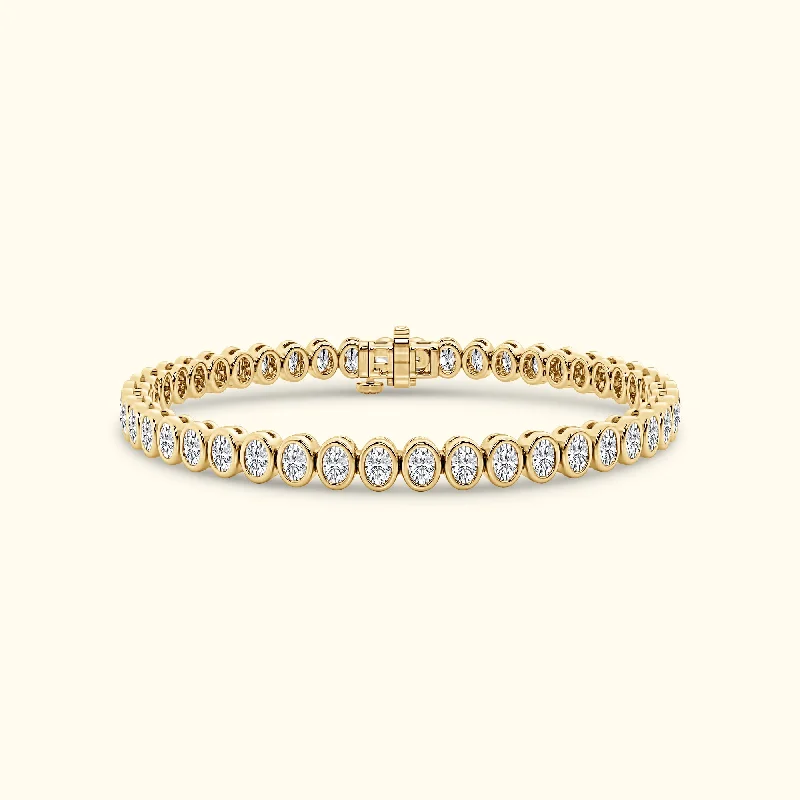 women's bracelets with cuff style -Bezel Set 8.00ct Oval Tennis Bracelet