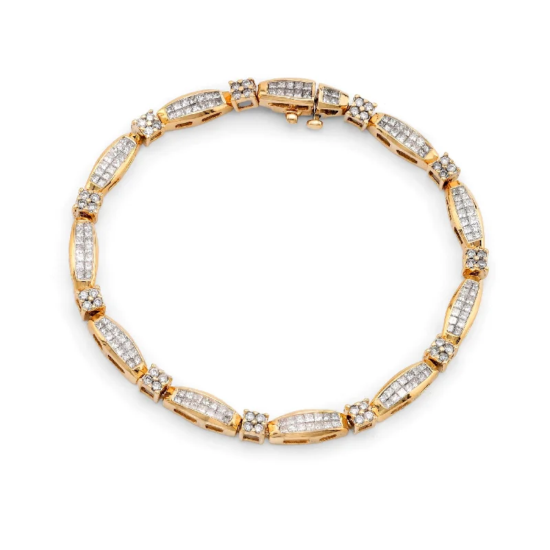 women's bracelets with floral accent -Vintage 4.50 total weight diamond 14k yellow gold bracelet