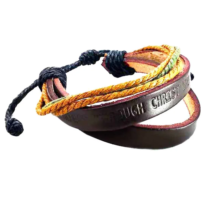 women's bracelets with woven pattern -Leather Bracelet Phil 413