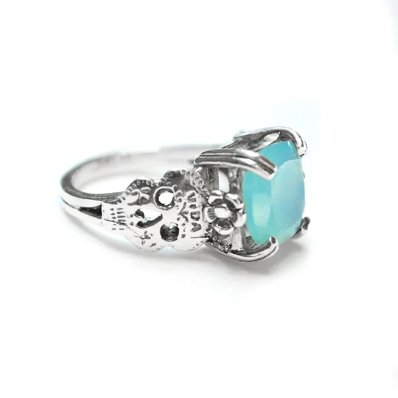 women's rings with diamond side stones -Dia de Los Muertos Chalcedony Ring