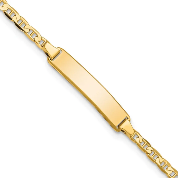 women's bracelets with handcrafted details -14k Flat Anchor Link ID Bracelet