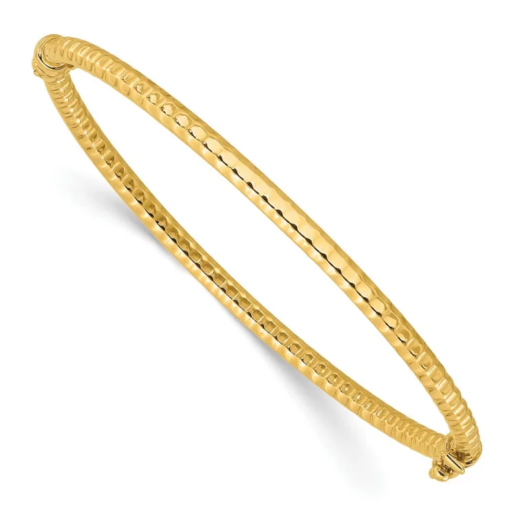 women's bracelets with personalized touch -14K Polished and Textured Hinged Bangle Bracelet