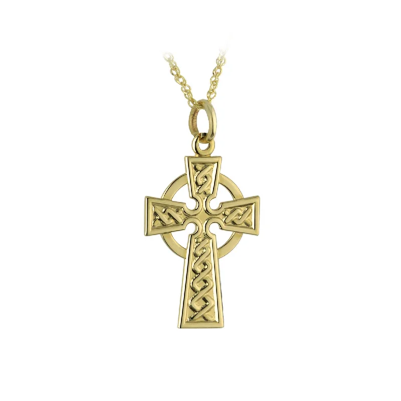 women's necklaces with vintage charm -9k Gold Small Celtic Cross