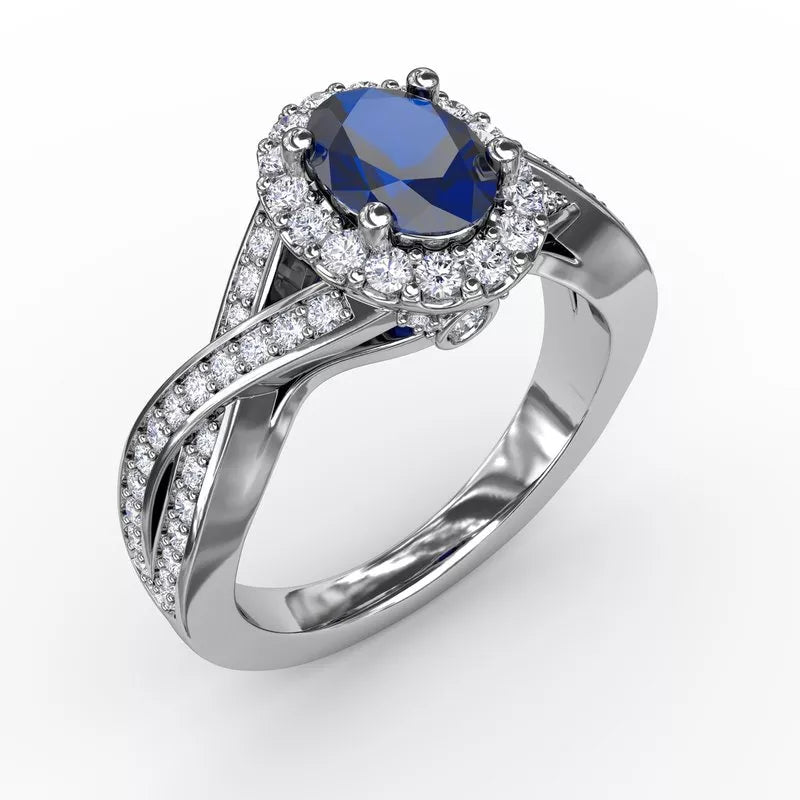 women's engagement rings with matching wedding band -Fana Look of Love Sapphire and Diamond Criss-Cross Ring 1519