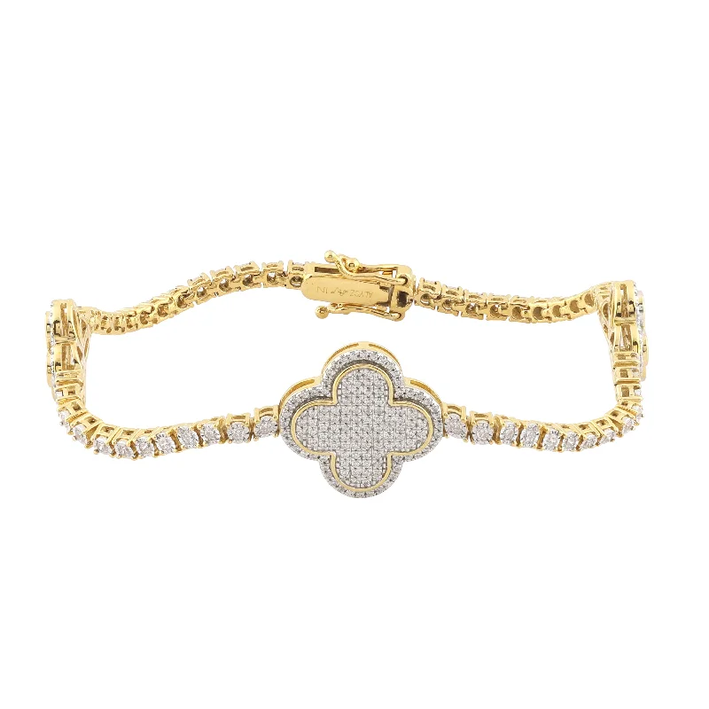 women's bracelets with fine craftsmanship -LADIES BRACELET 1.00CT ROUND DIAMOND 10K YELLOW GOLD