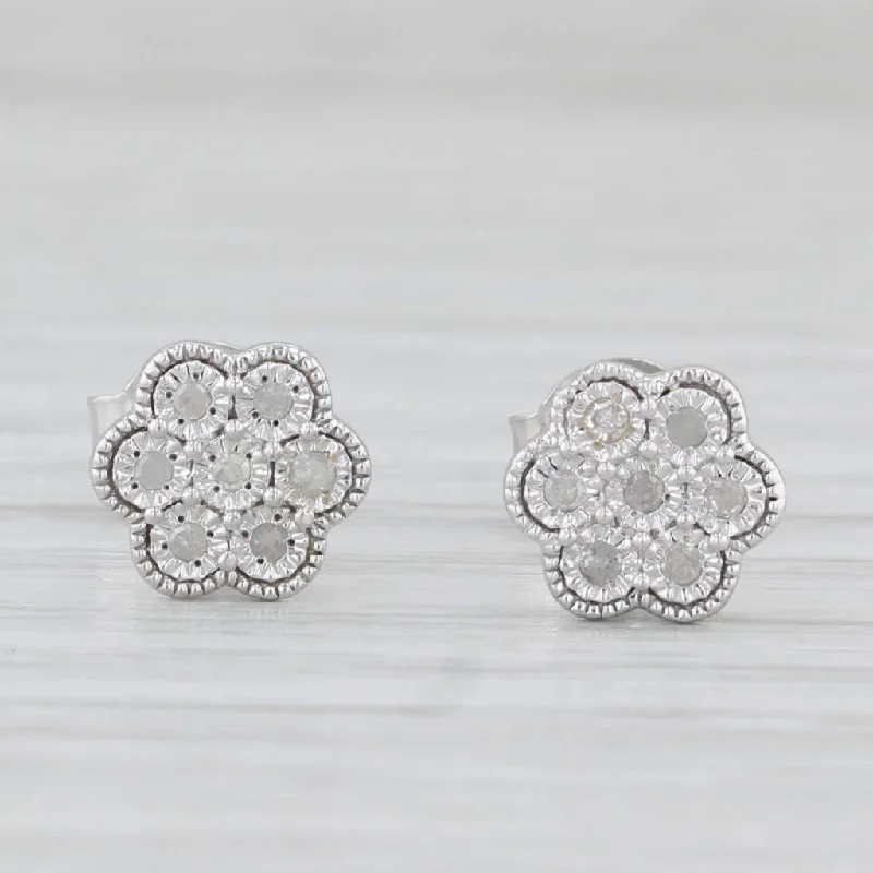 women's earrings with luxury look -Effy Diamond Flower Bouquet Stud Earrings Sterling Silver