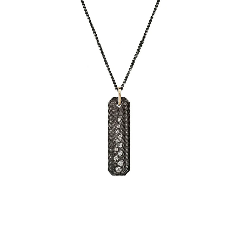 women's necklaces with oversized pendant -Sterling Silver Black Rhodium ROY Diamond Bar Pendant