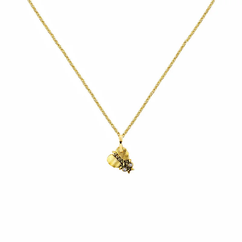 women's necklaces with sparkling diamonds -18 Karat Yellow Gold Thoughtful Beetle charm pendant with Diamonds and Tsavorites