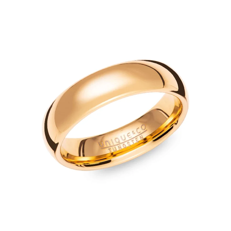 women's rings with eternity band -Unique & Co 6mm Tungsten & Gold IP Ring