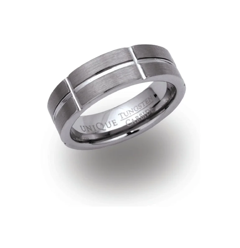 women's rings with vintage halo -Unique & Co Tungsten Carbide Ring