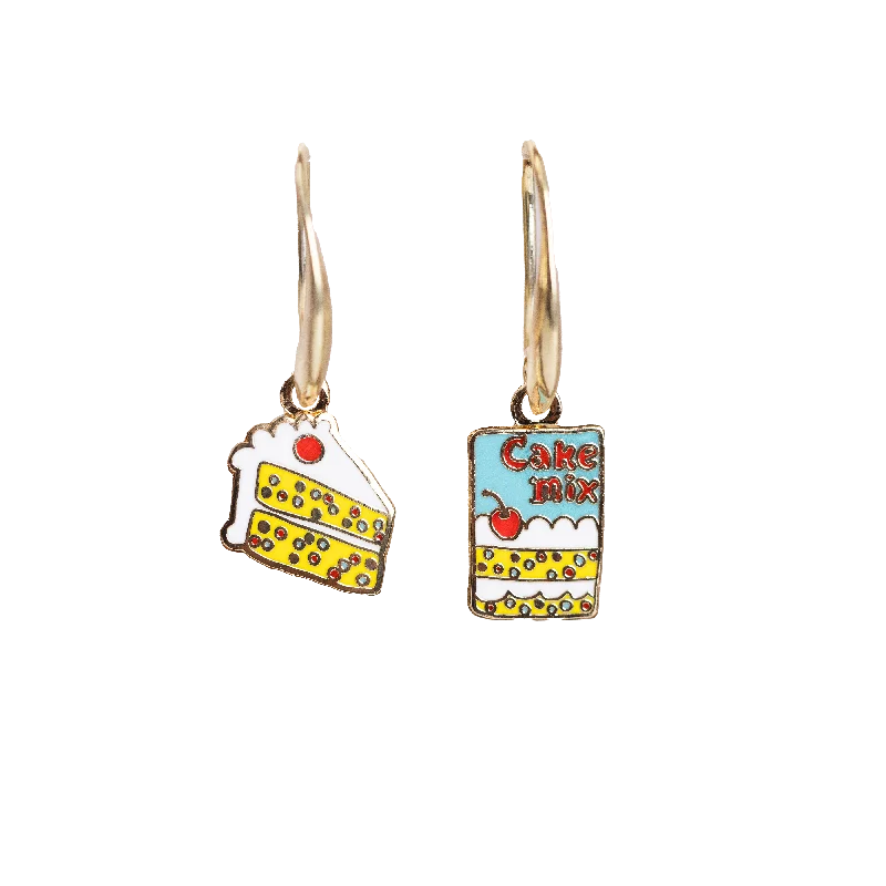 women's earrings with bold statement -Cake & Cake Mix Drop Earrings