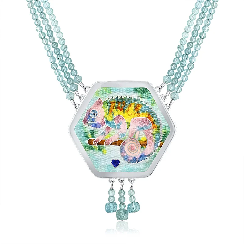 women's necklaces with dangling pendant -Limited Edition Enameled Chameleon