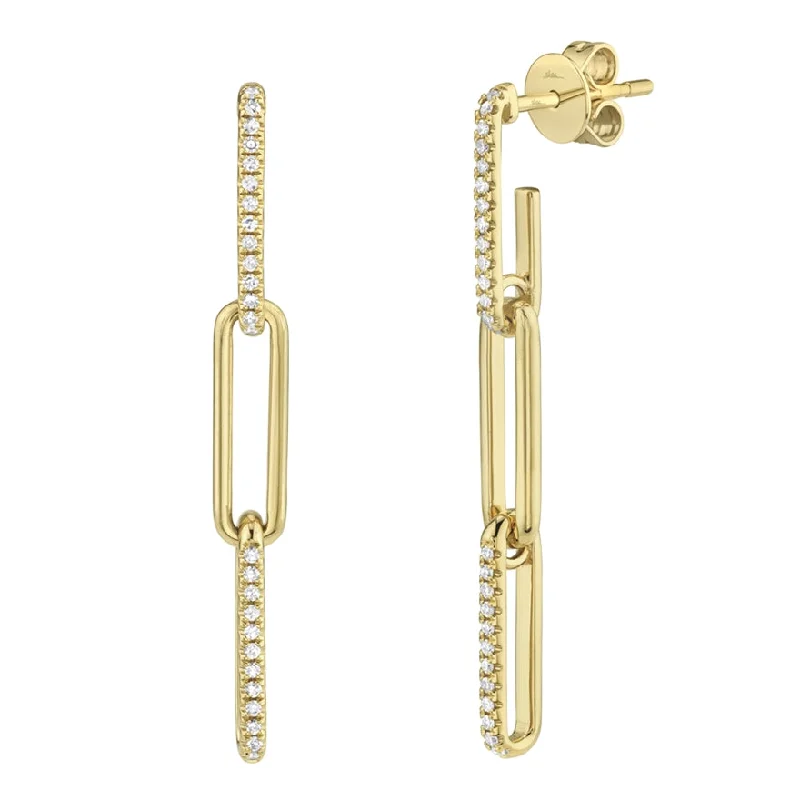 women's earrings with trendy look -14K Yellow Gold Diamond Link Drop Earrings