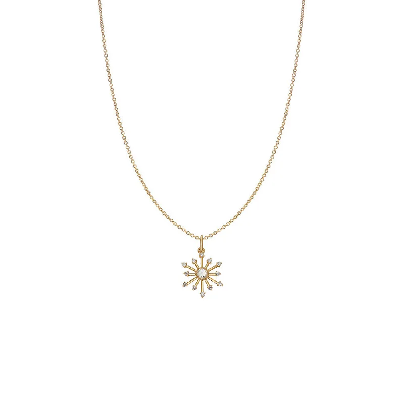 women's necklaces with adjustable chain -18 Karat Yellow Gold LEENA pendant with White and Rose Cut Diamonds