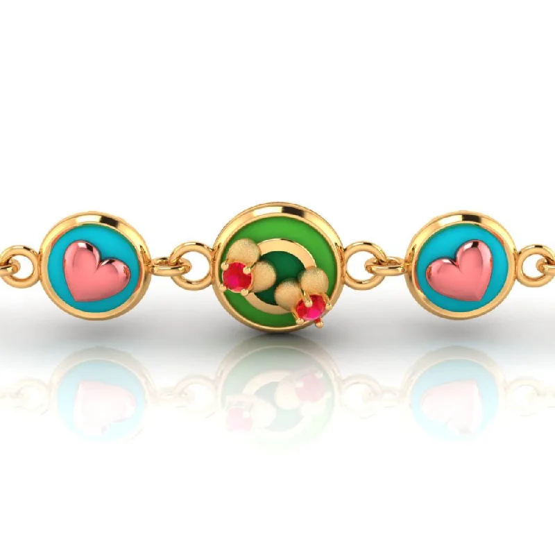 women's bracelets with bold metal accents -18k Gold Bracelet Featuring Three Distinct Heart-shaped Patterns