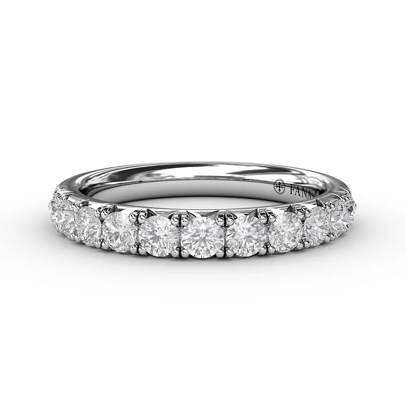 women's engagement rings with custom engraving -Fana French Pave Set Anniversary Band W6402