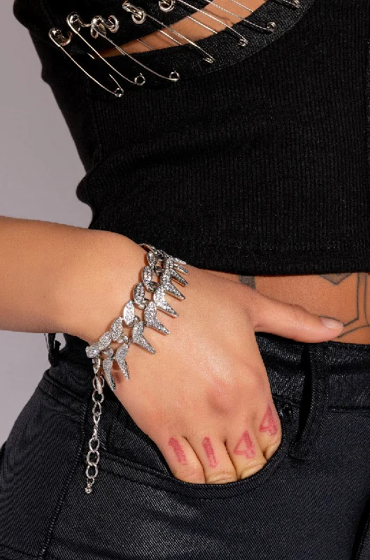 women's bracelets with gemstone -STAY AWAY RHINESTONE BARB WIRE BRACELET