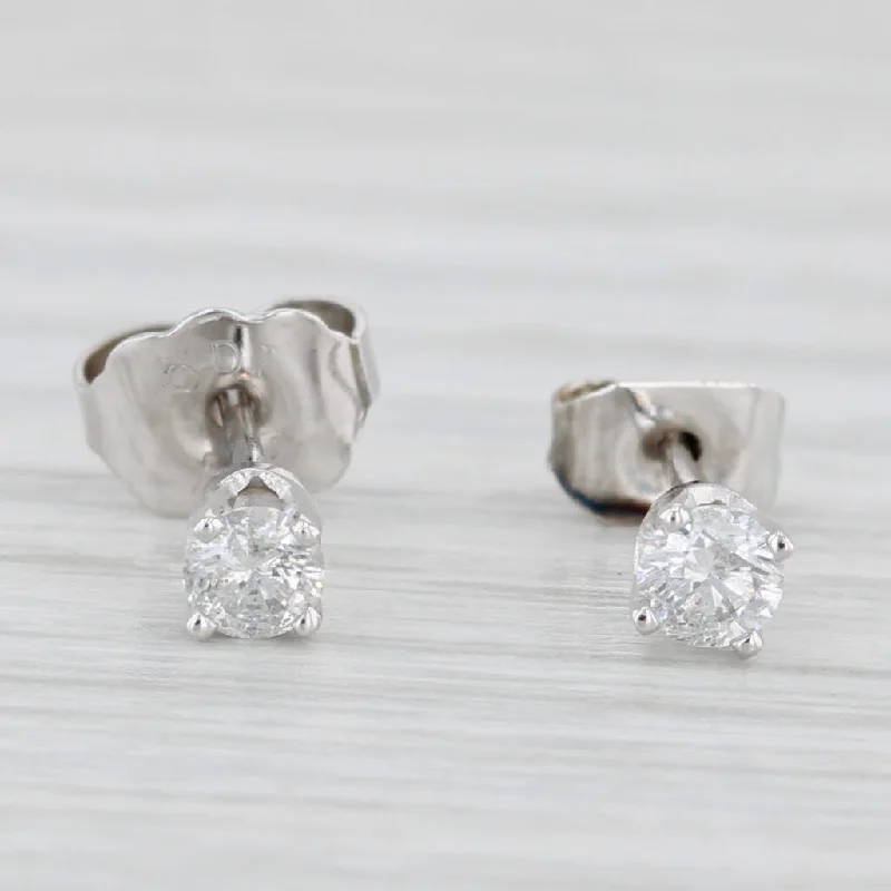 women's earrings with radiant cut -0.20ctw Diamond Stud Earrings 14k White Gold Round Solitaire Studs