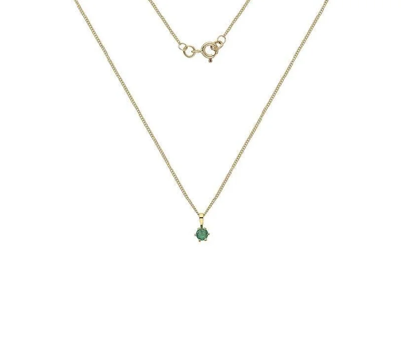 women's necklaces with emerald -9ct Gold & 4mm Claw Set Emerald Pendant