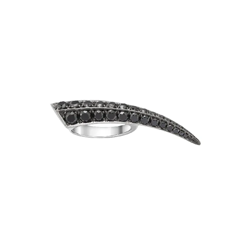 women's engagement rings with pear-cut diamonds -Sabre Fine Classic Ring - 18ct White Gold & Black Diamond