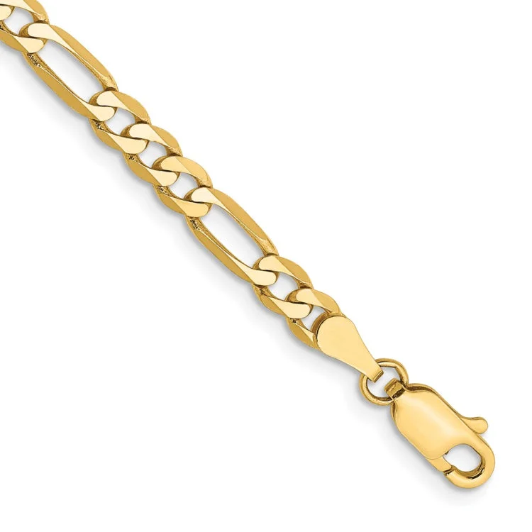 women's bracelets with modern aesthetic -14K 7 inch 4mm Flat Figaro with Lobster Clasp Bracelet