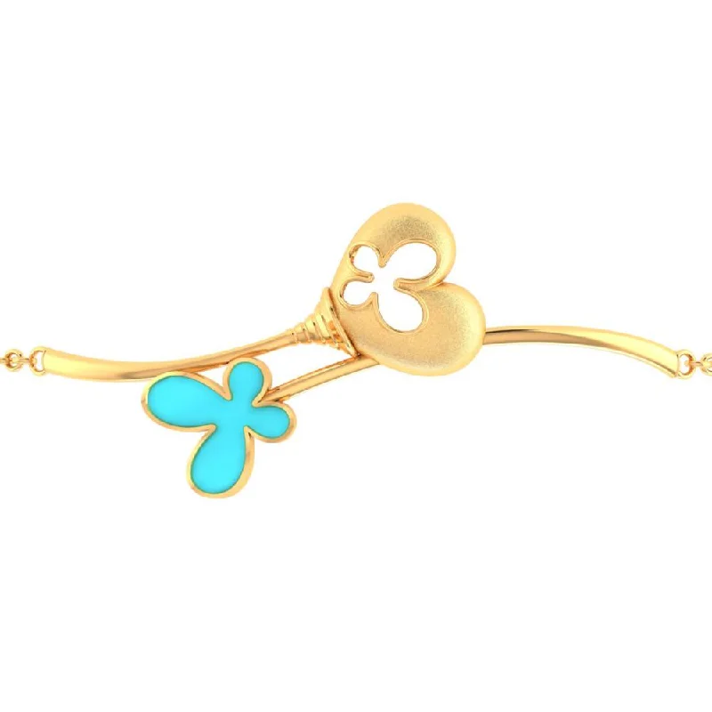 women's bracelets with fine craftsmanship -22k Gold Bracelet Adorned With A Butterfly And A Hollowed-out Butterfly Heart