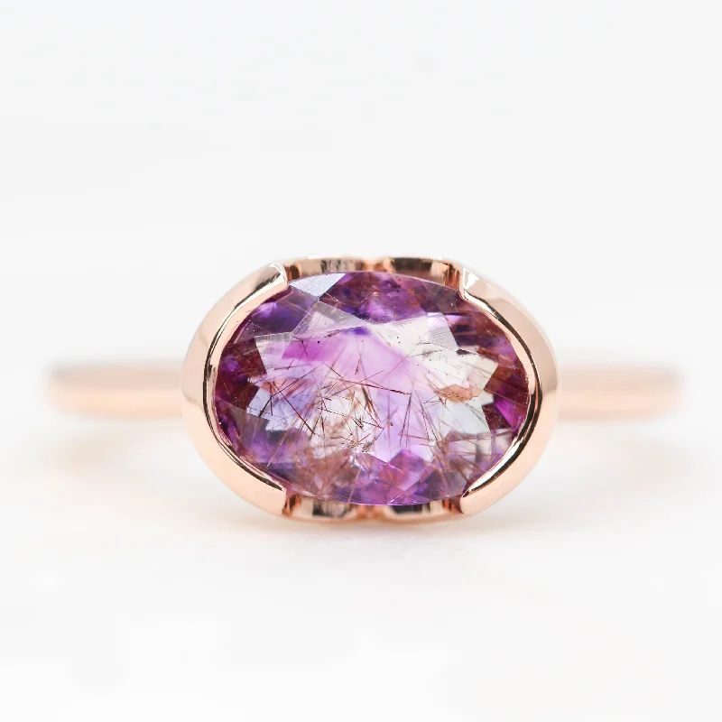 women's rings with diamond band -Verbena Ring with a 1.80 Carat Purple Melody Quartz in 14k Rose Gold - Ready to Size and Ship