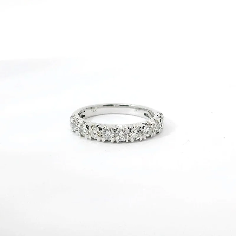 women's engagement rings with eternity band -14K White Gold and Natural Diamond Band