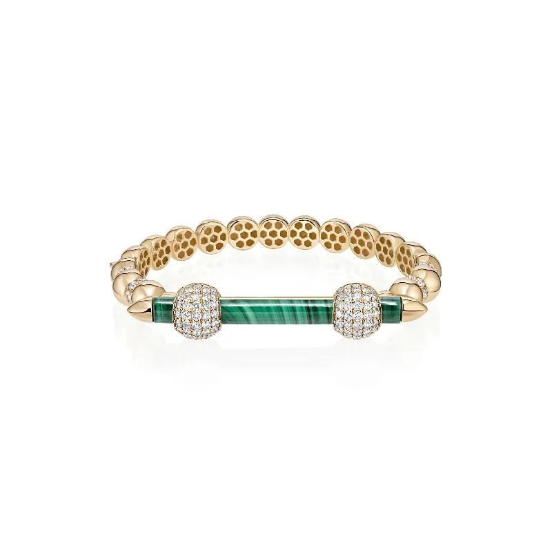 women's bracelets with infinity charm -Malachite and Diamond Bar Bracelet