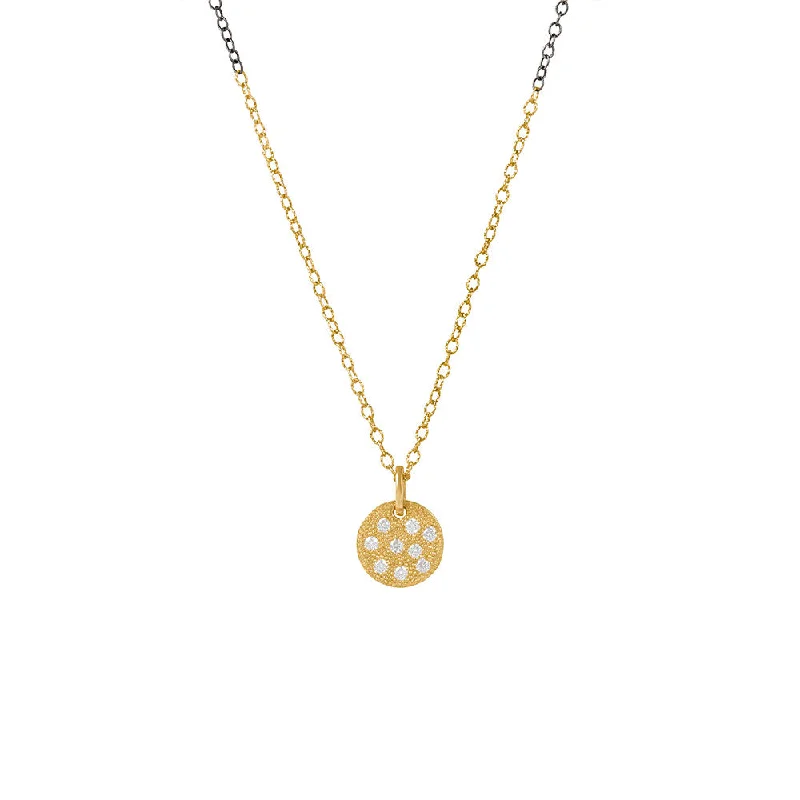 women's necklaces with vintage pendant -14 Karat Yellow Gold GALA Disc Pendant with Diamonds