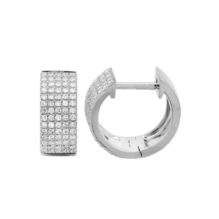 women's earrings gold -14k White Gold Diamond Huggie Earrings