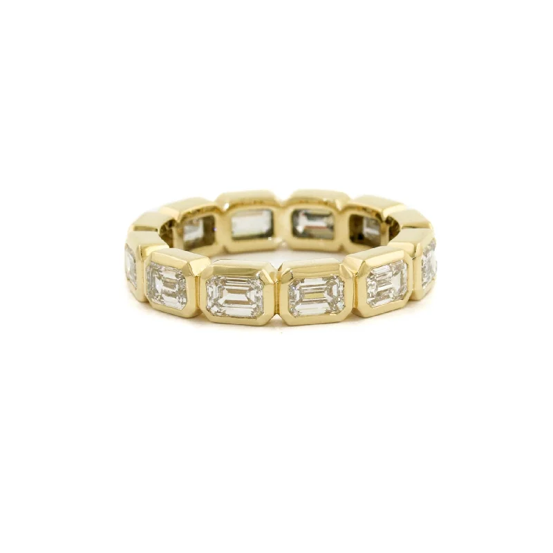 women's engagement rings with bold band -14K Gold Emerald-Cut Diamond Eternity Band