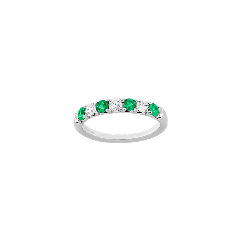 women's engagement rings diamond -Spark Creations Alternating Diamond & Emerald Band