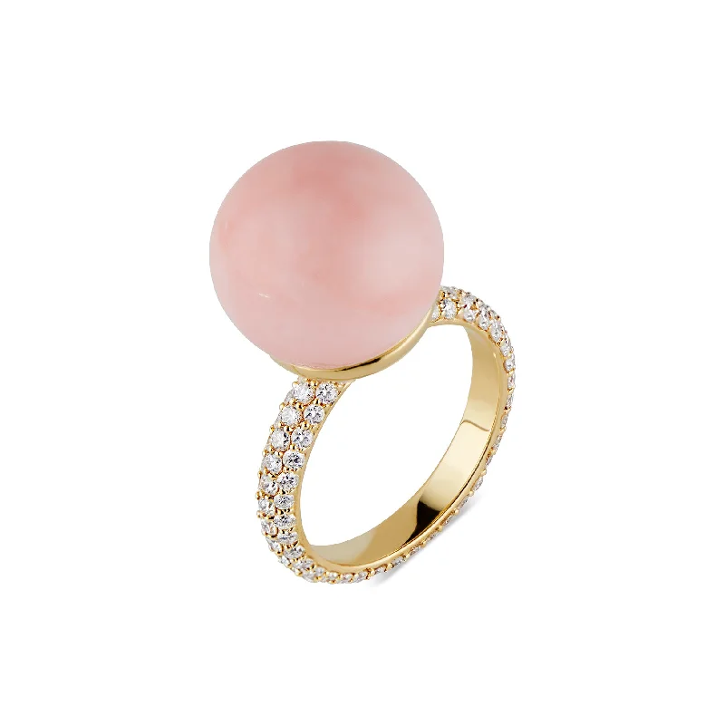 women's rings with geometric patterns -Pink Opal Pave Ring, Large