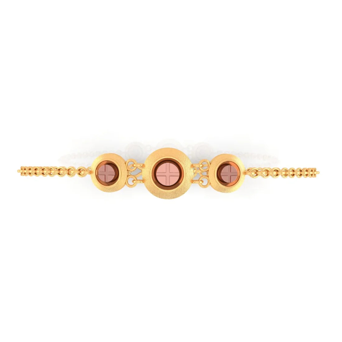 women's bracelets silver -18KT (750) Yellow Gold Bracelet With Round Charms (Free Size - Adjustable)