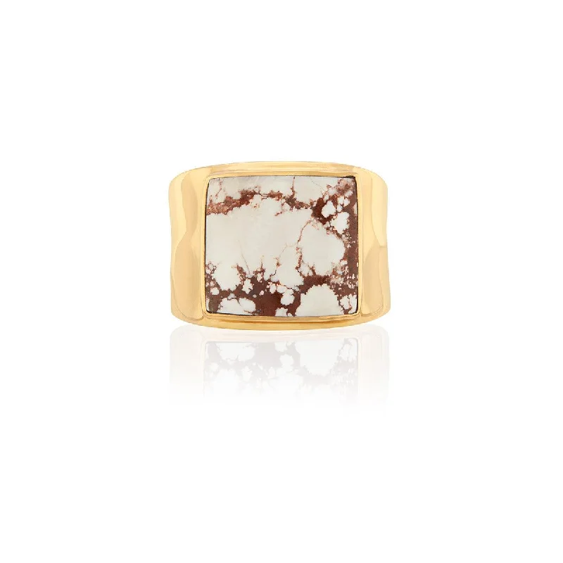 women's rings with classic design -Anna Beck Gold Vermeil Inlay White Buffalo Turquoise Ring