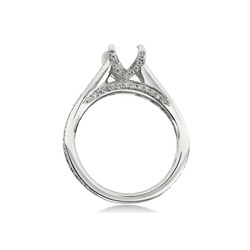 women's engagement rings with custom engraving -Ritani Diamond Semi-Mounting Ring, Platinum