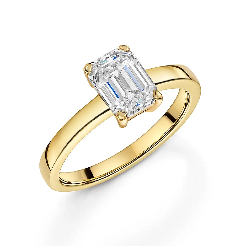 women's rings with clean lines -Jools Gold Vermeil 1.5ct Emerald Cut Cubic Zirconia Ring