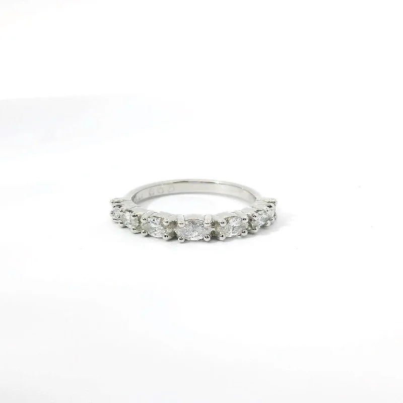 women's engagement rings with side stones -Platinum And Natural Marquise Diamond Anniversary Band