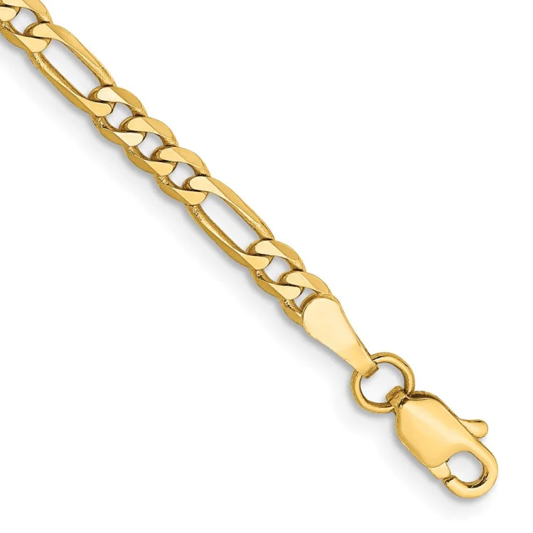 women's bracelets with pearl -14K 7 inch 3mm Flat Figaro with Lobster Clasp Bracelet