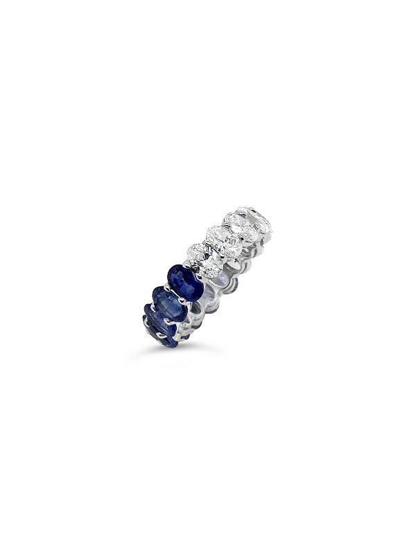 women's engagement rings with vintage-inspired setting -Ombre Sapphire & Diamond Eternity Band