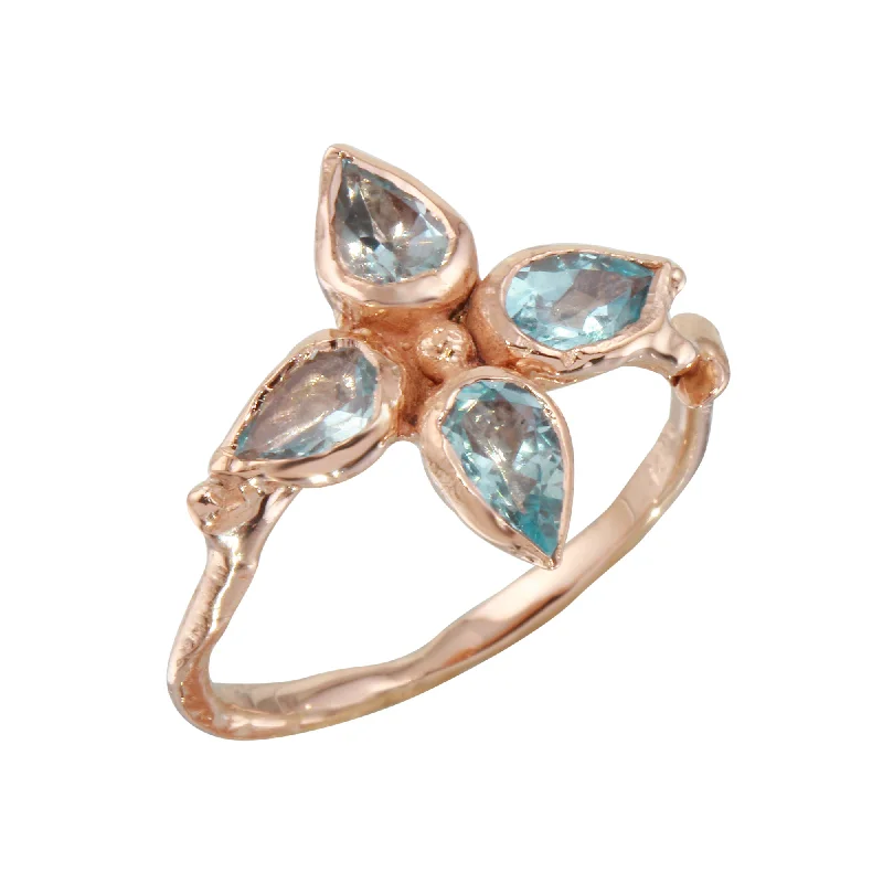 women's rings with diamond pave band -Four Leaf Aquamarine Ring