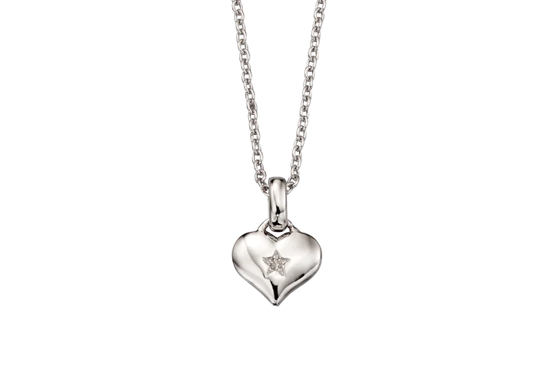 women's necklaces with long gold chain -Little Star Bella Diamond Heart Pendant